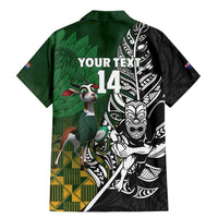 New Zealand and South Africa Rugby Custom Family Matching Mermaid Dress and Hawaiian Shirt Maori Tiki Fern Springboks Kente Pattern - Polynesian Pride