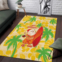 Aloha Hawaii Christmas Area Rug Mele Kalikimaka Funny Santa Palaka Quilt Motifs - Polynesian Pride