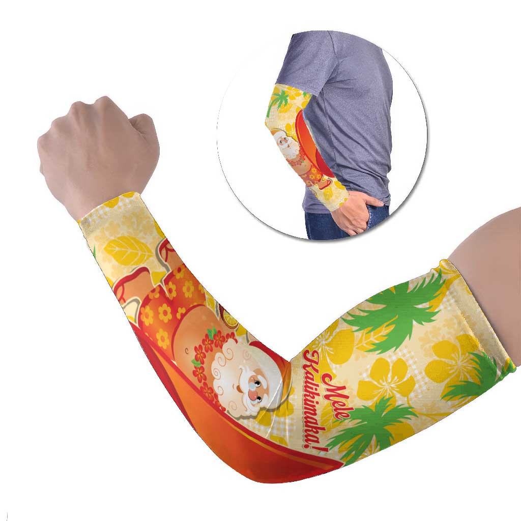 Aloha Hawaii Christmas Arm Sleeves Mele Kalikimaka Funny Santa Palaka Quilt Motifs - Polynesian Pride