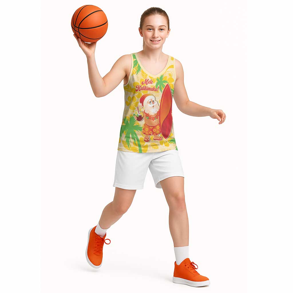 Aloha Hawaii Christmas Basketball Jersey Mele Kalikimaka Funny Santa Palaka Quilt Motifs - Polynesian Pride