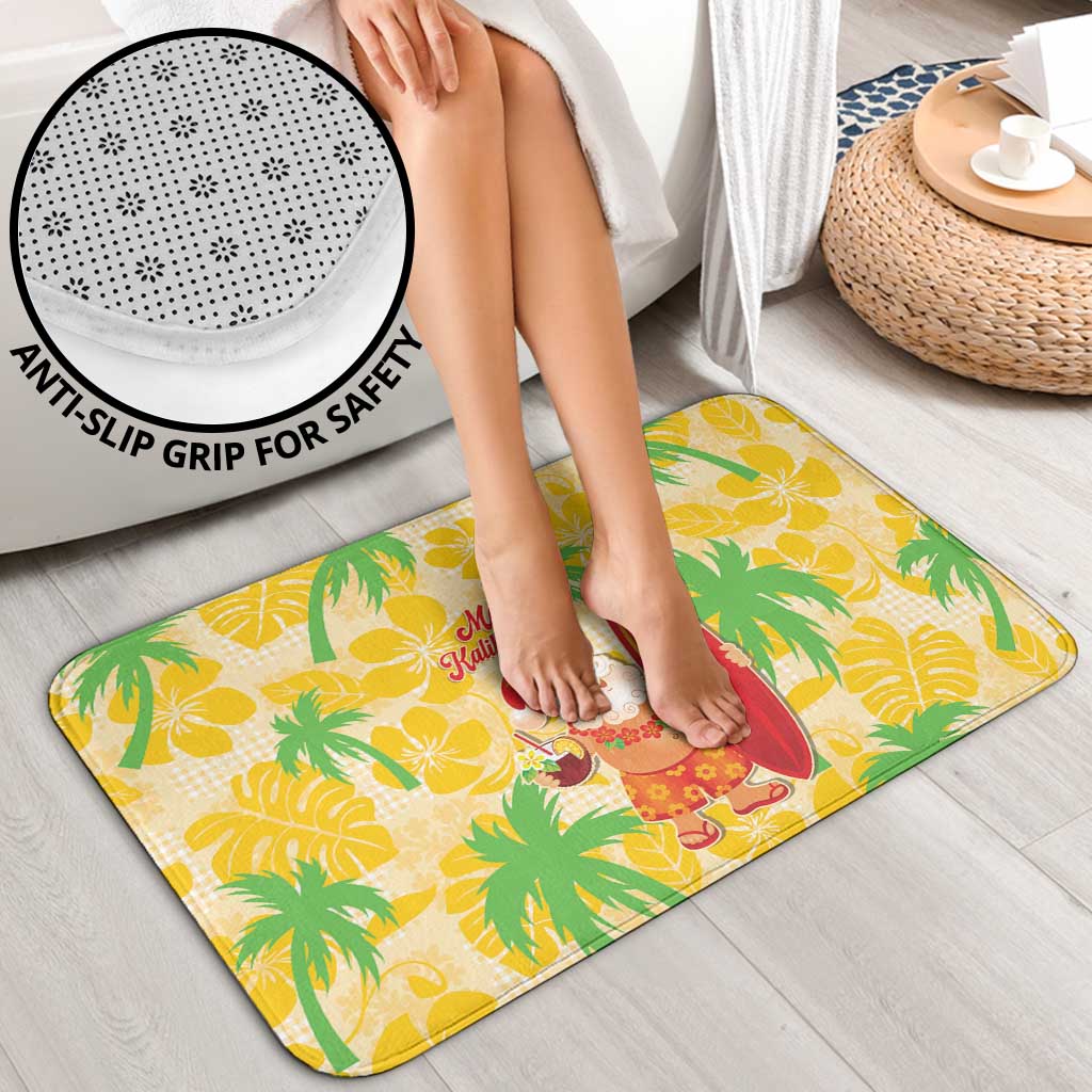 Aloha Hawaii Christmas Bathroom Set Mele Kalikimaka Funny Santa Palaka Quilt Motifs - Polynesian Pride