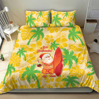 Aloha Hawaii Christmas Bedding Set Mele Kalikimaka Funny Santa Palaka Quilt Motifs - Polynesian Pride