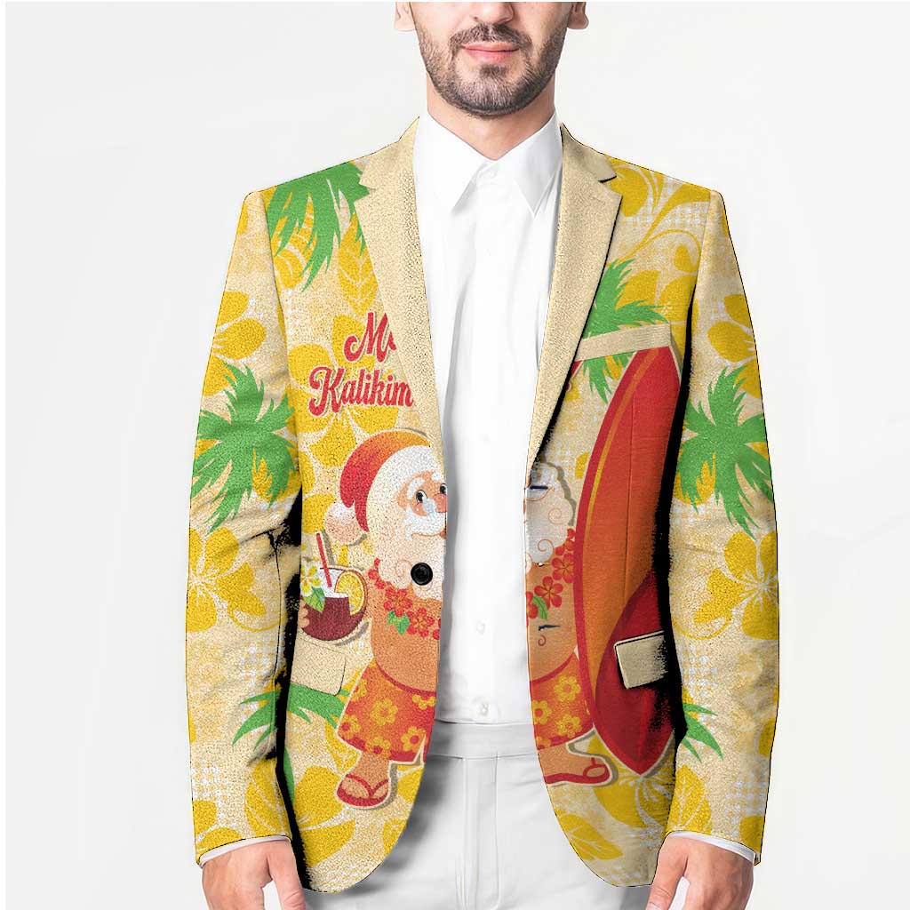 Aloha Hawaii Christmas Blazer Mele Kalikimaka Funny Santa Palaka Quilt Motifs - Polynesian Pride