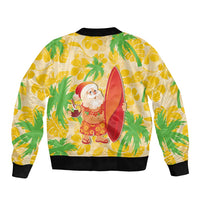 Aloha Hawaii Christmas Bomber Jacket Mele Kalikimaka Funny Santa Palaka Quilt Motifs - Polynesian Pride