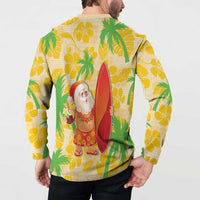 Aloha Hawaii Christmas Button Sweatshirt Mele Kalikimaka Funny Santa Palaka Quilt Motifs - Polynesian Pride