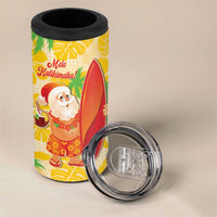 Aloha Hawaii Christmas 4 in 1 Can Cooler Tumbler Mele Kalikimaka Funny Santa Palaka Quilt Motifs - Polynesian Pride