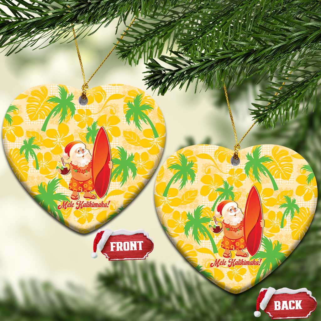 Aloha Hawaii Christmas Ceramic Ornament Mele Kalikimaka Funny Santa Palaka Quilt Motifs - Polynesian Pride