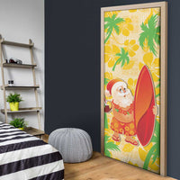 Aloha Hawaii Christmas Door Cover Mele Kalikimaka Funny Santa Palaka Quilt Motifs - Polynesian Pride