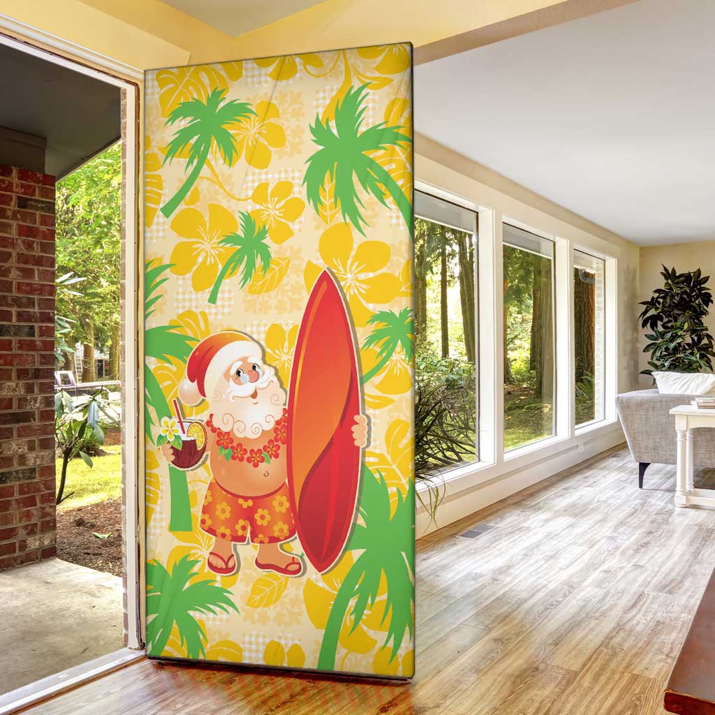 Aloha Hawaii Christmas Door Cover Mele Kalikimaka Funny Santa Palaka Quilt Motifs - Polynesian Pride
