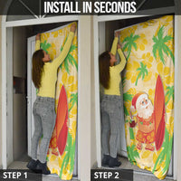 Aloha Hawaii Christmas Door Cover Mele Kalikimaka Funny Santa Palaka Quilt Motifs - Polynesian Pride