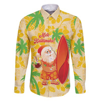 Aloha Hawaii Christmas Family Matching Off The Shoulder Long Sleeve Dress and Hawaiian Shirt Mele Kalikimaka Funny Santa Palaka Quilt Motifs - Polynesian Pride
