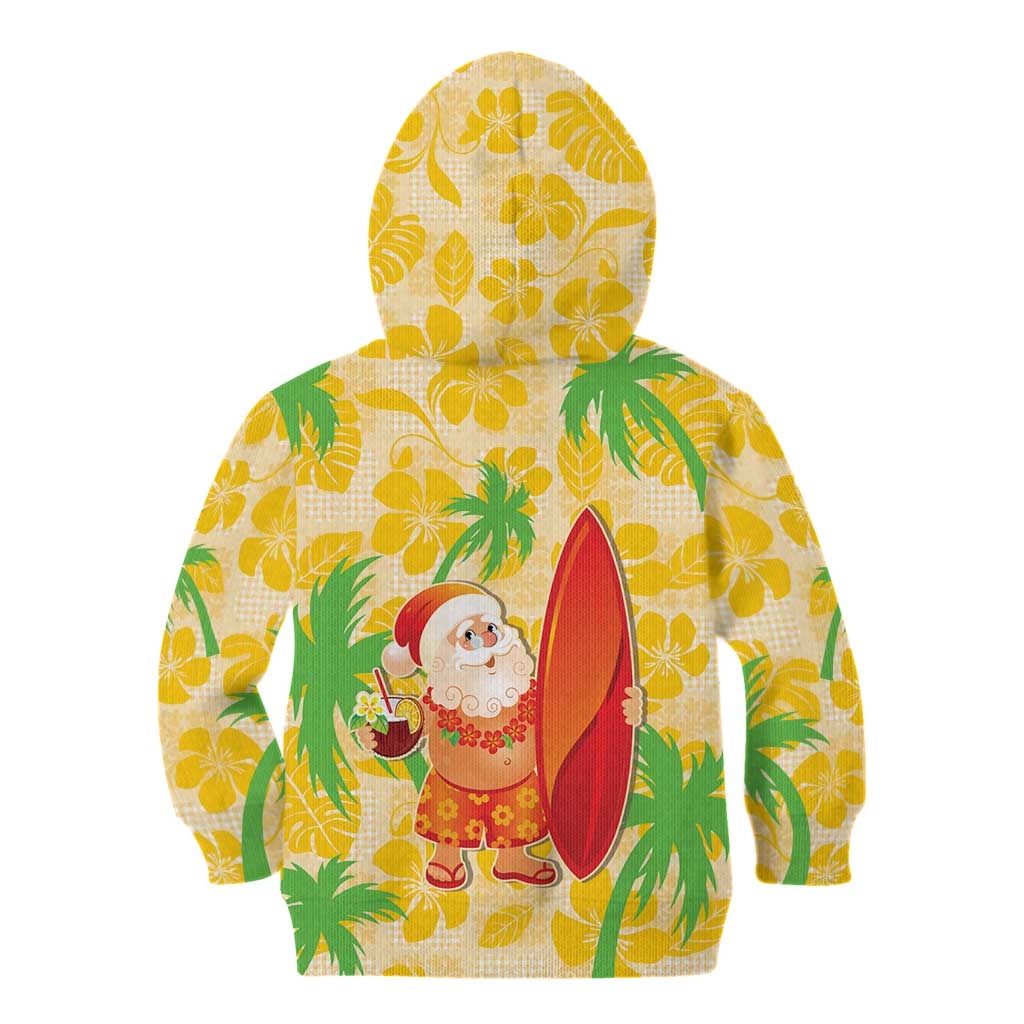 Aloha Hawaii Christmas Kid Hoodie Mele Kalikimaka Funny Santa Palaka Quilt Motifs - Polynesian Pride