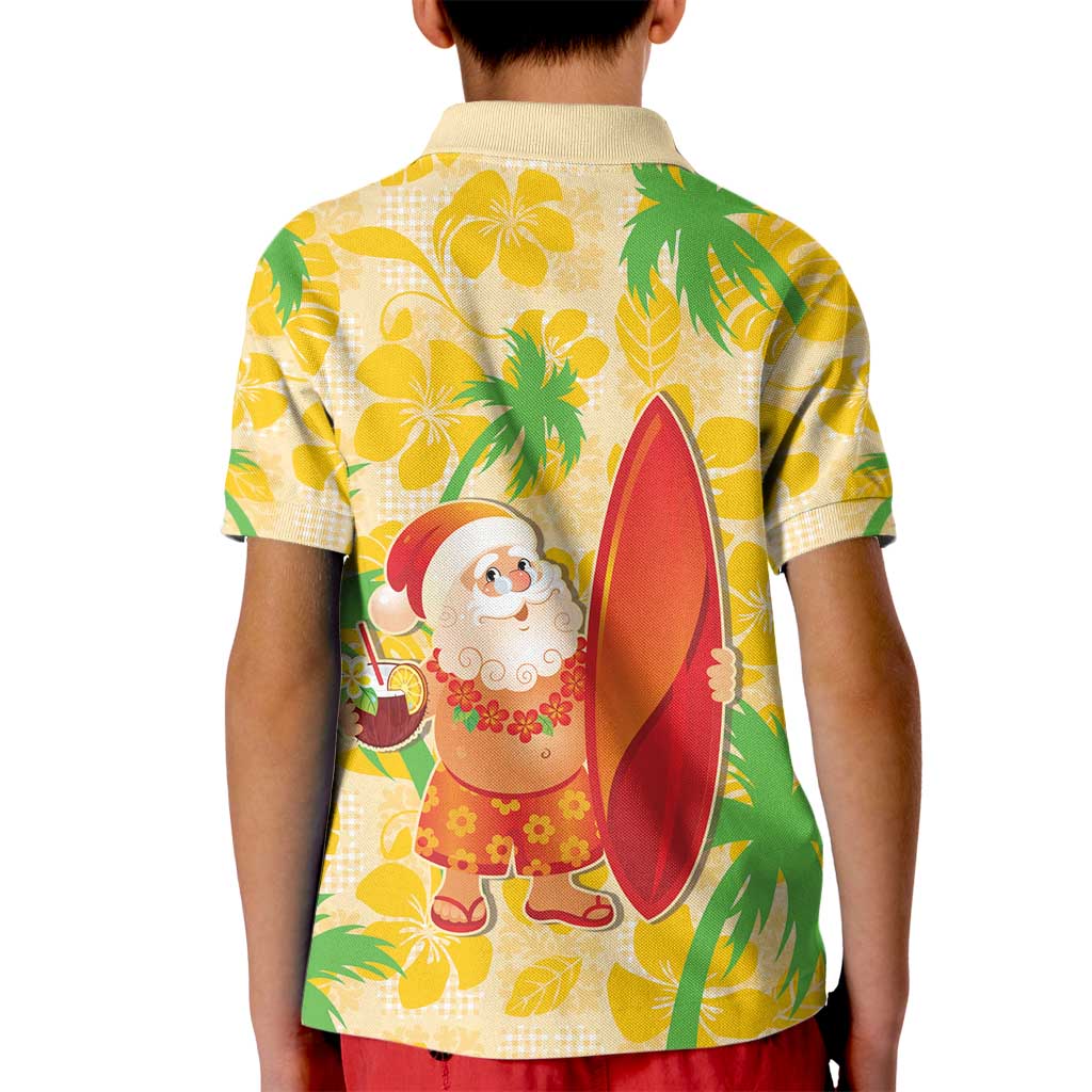 Aloha Hawaii Christmas Kid Polo Shirt Mele Kalikimaka Funny Santa Palaka Quilt Motifs - Polynesian Pride