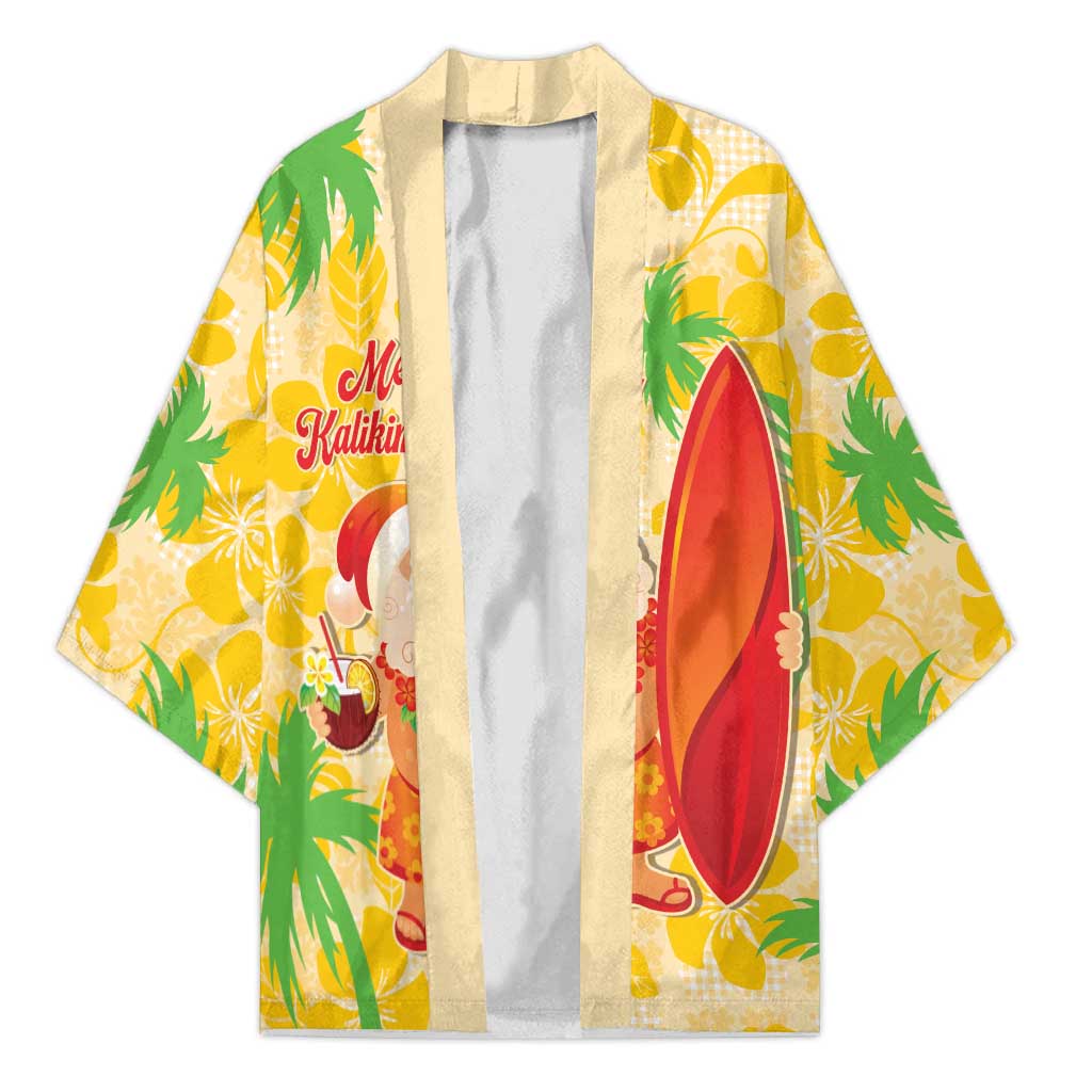 Aloha Hawaii Christmas Kimono Mele Kalikimaka Funny Santa Palaka Quilt Motifs - Polynesian Pride