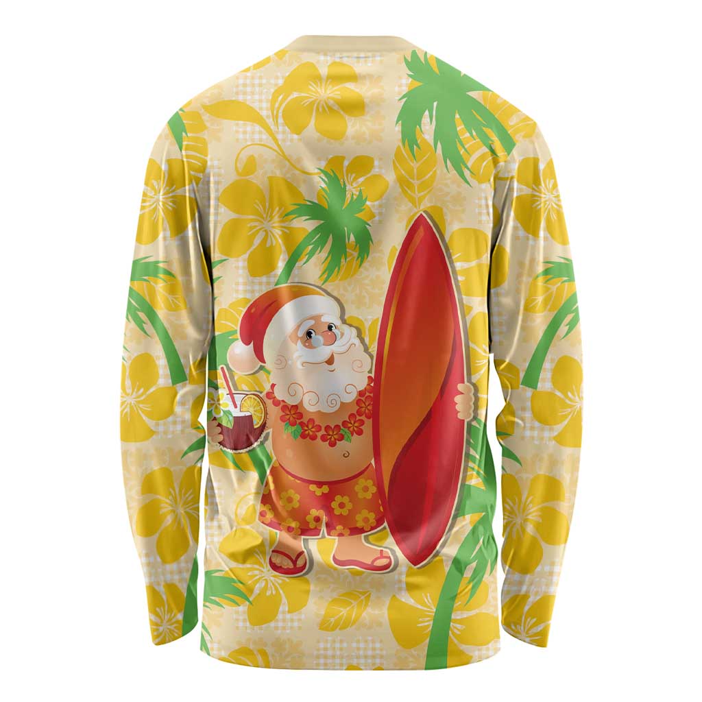 Aloha Hawaii Christmas Long Sleeve Shirt Mele Kalikimaka Funny Santa Palaka Quilt Motifs - Polynesian Pride
