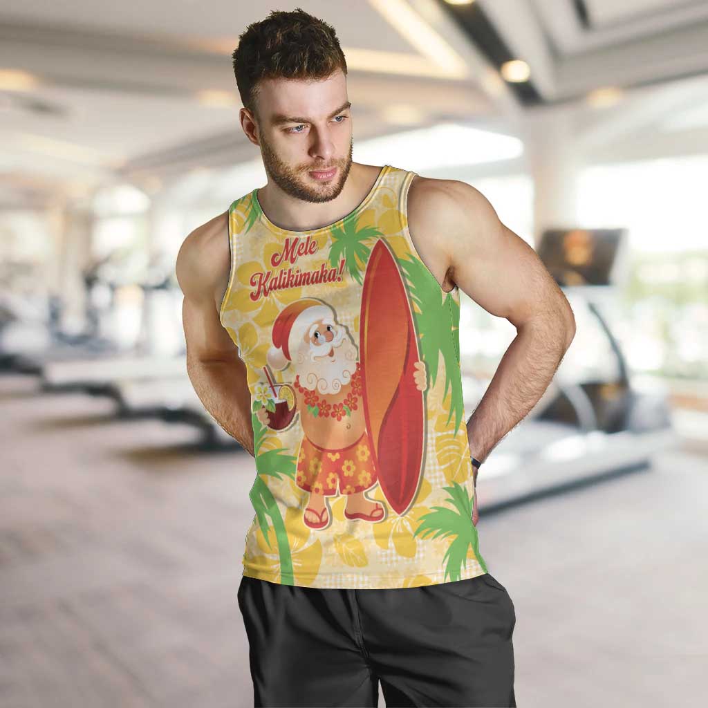 Aloha Hawaii Christmas Men Tank Top Mele Kalikimaka Funny Santa Palaka Quilt Motifs - Polynesian Pride