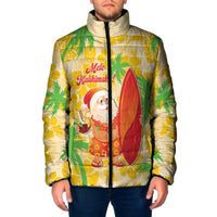 Aloha Hawaii Christmas Padded Jacket Mele Kalikimaka Funny Santa Palaka Quilt Motifs - Polynesian Pride
