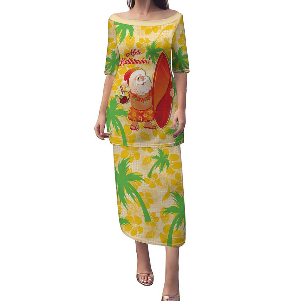 Aloha Hawaii Christmas Puletasi Mele Kalikimaka Funny Santa Palaka Quilt Motifs - Polynesian Pride