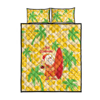Aloha Hawaii Christmas Quilt Bed Set Mele Kalikimaka Funny Santa Palaka Quilt Motifs - Polynesian Pride