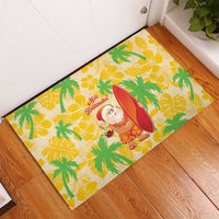 Aloha Hawaii Christmas Rubber Doormat Mele Kalikimaka Funny Santa Palaka Quilt Motifs - Polynesian Pride