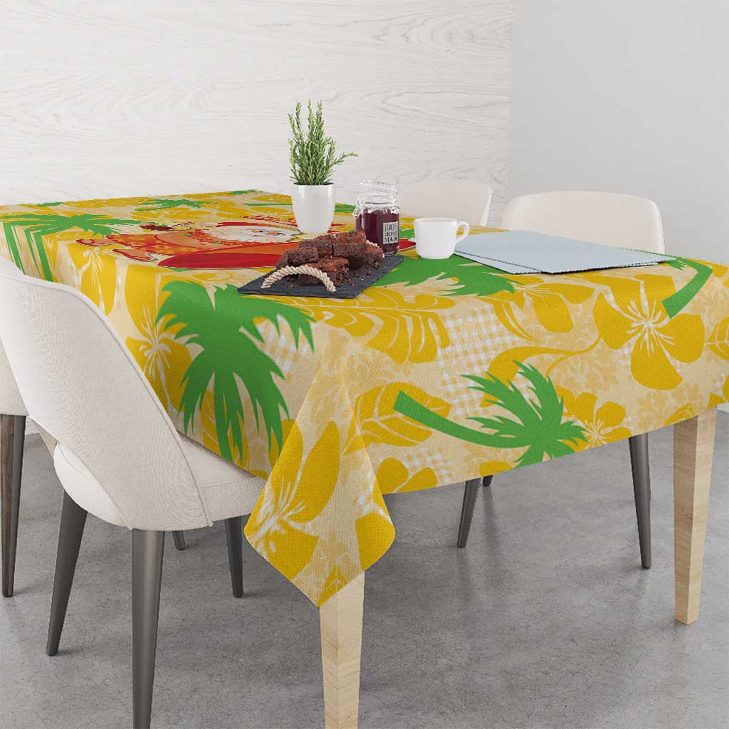 Aloha Hawaii Christmas Tablecloth Mele Kalikimaka Funny Santa Palaka Quilt Motifs - Polynesian Pride