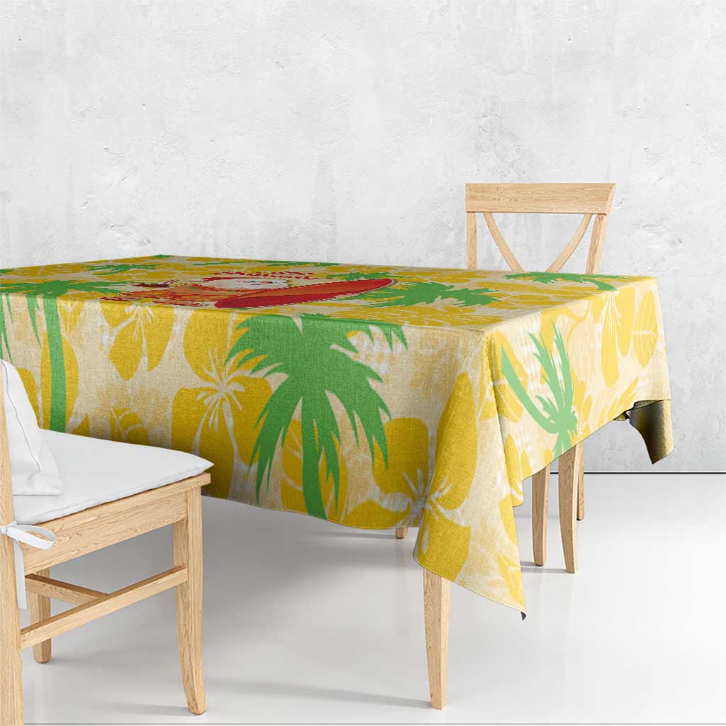 Aloha Hawaii Christmas Tablecloth Mele Kalikimaka Funny Santa Palaka Quilt Motifs - Polynesian Pride