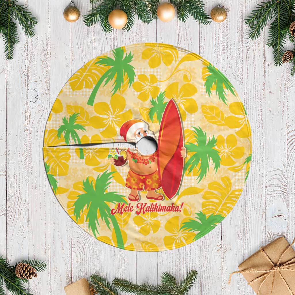 Aloha Hawaii Christmas Tree Skirt Mele Kalikimaka Funny Santa Palaka Quilt Motifs - Polynesian Pride