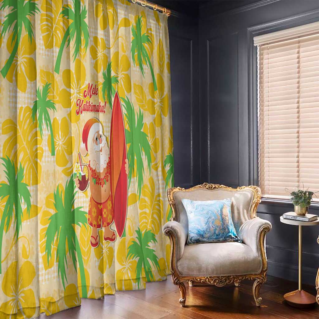 Aloha Hawaii Christmas Window Curtain Mele Kalikimaka Funny Santa Palaka Quilt Motifs - Polynesian Pride