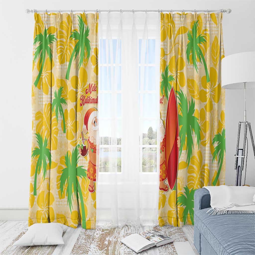 Aloha Hawaii Christmas Window Curtain Mele Kalikimaka Funny Santa Palaka Quilt Motifs - Polynesian Pride