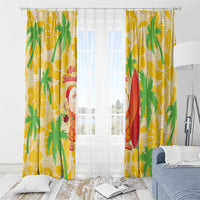 Aloha Hawaii Christmas Window Curtain Mele Kalikimaka Funny Santa Palaka Quilt Motifs - Polynesian Pride