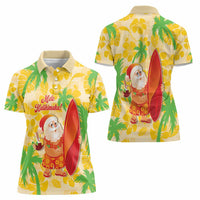 Aloha Hawaii Christmas Women Polo Shirt Mele Kalikimaka Funny Santa Palaka Quilt Motifs - Polynesian Pride