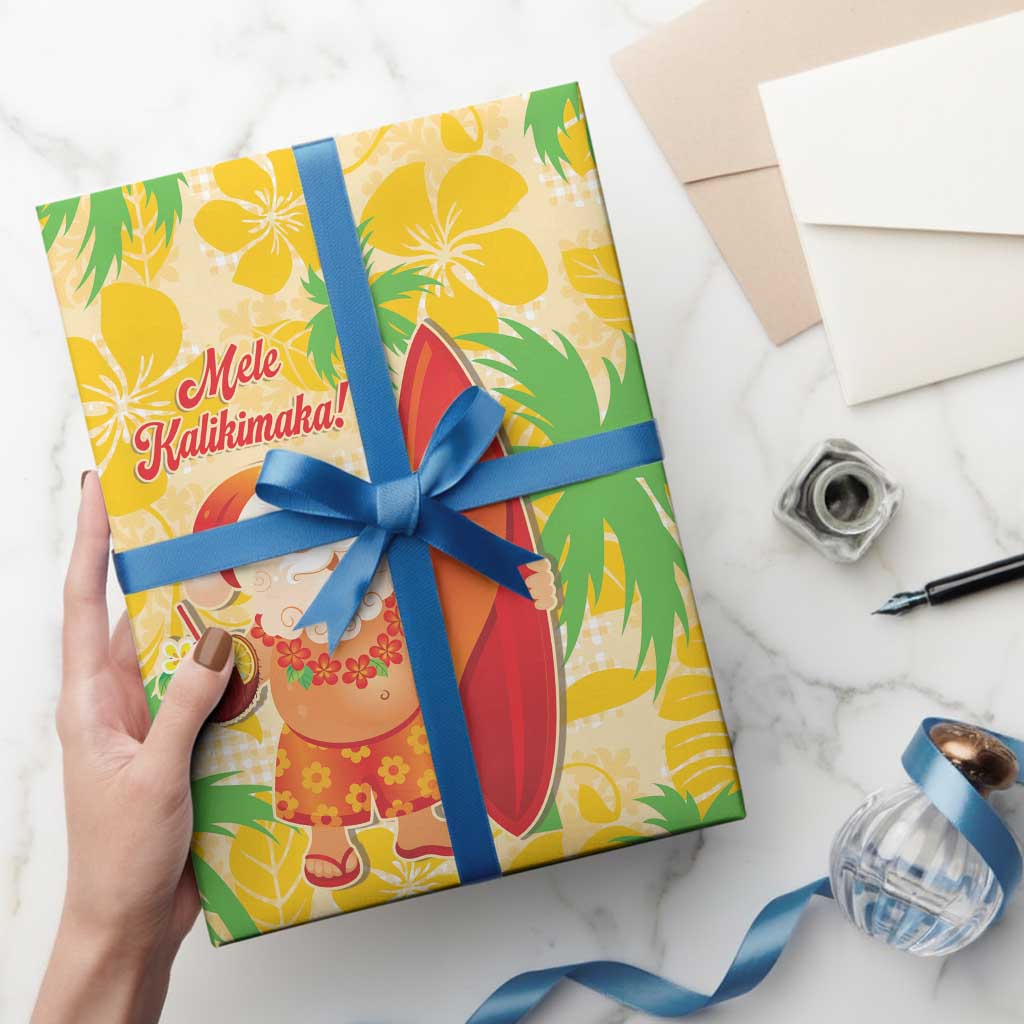 Aloha Hawaii Christmas Wrapping Paper Mele Kalikimaka Funny Santa Palaka Quilt Motifs - Polynesian Pride
