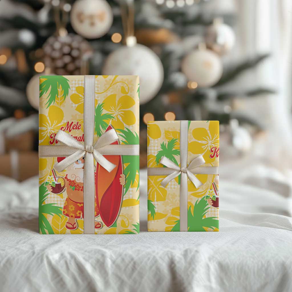 Aloha Hawaii Christmas Wrapping Paper Mele Kalikimaka Funny Santa Palaka Quilt Motifs - Polynesian Pride
