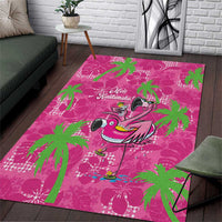 Aloha Hawaii Christmas Area Rug Mele Kalikimaka Chill Flamingo Palaka Quilt Motifs - Polynesian Pride
