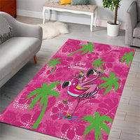 Aloha Hawaii Christmas Area Rug Mele Kalikimaka Chill Flamingo Palaka Quilt Motifs - Polynesian Pride