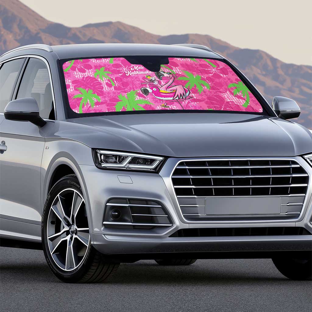 Aloha Hawaii Christmas Auto Sun Shade Mele Kalikimaka Chill Flamingo Palaka Quilt Motifs - Polynesian Pride