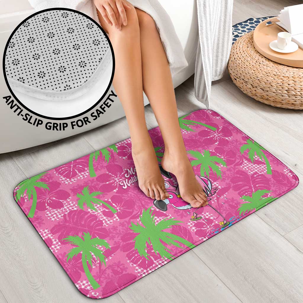 Aloha Hawaii Christmas Bathroom Set Mele Kalikimaka Chill Flamingo Palaka Quilt Motifs - Polynesian Pride