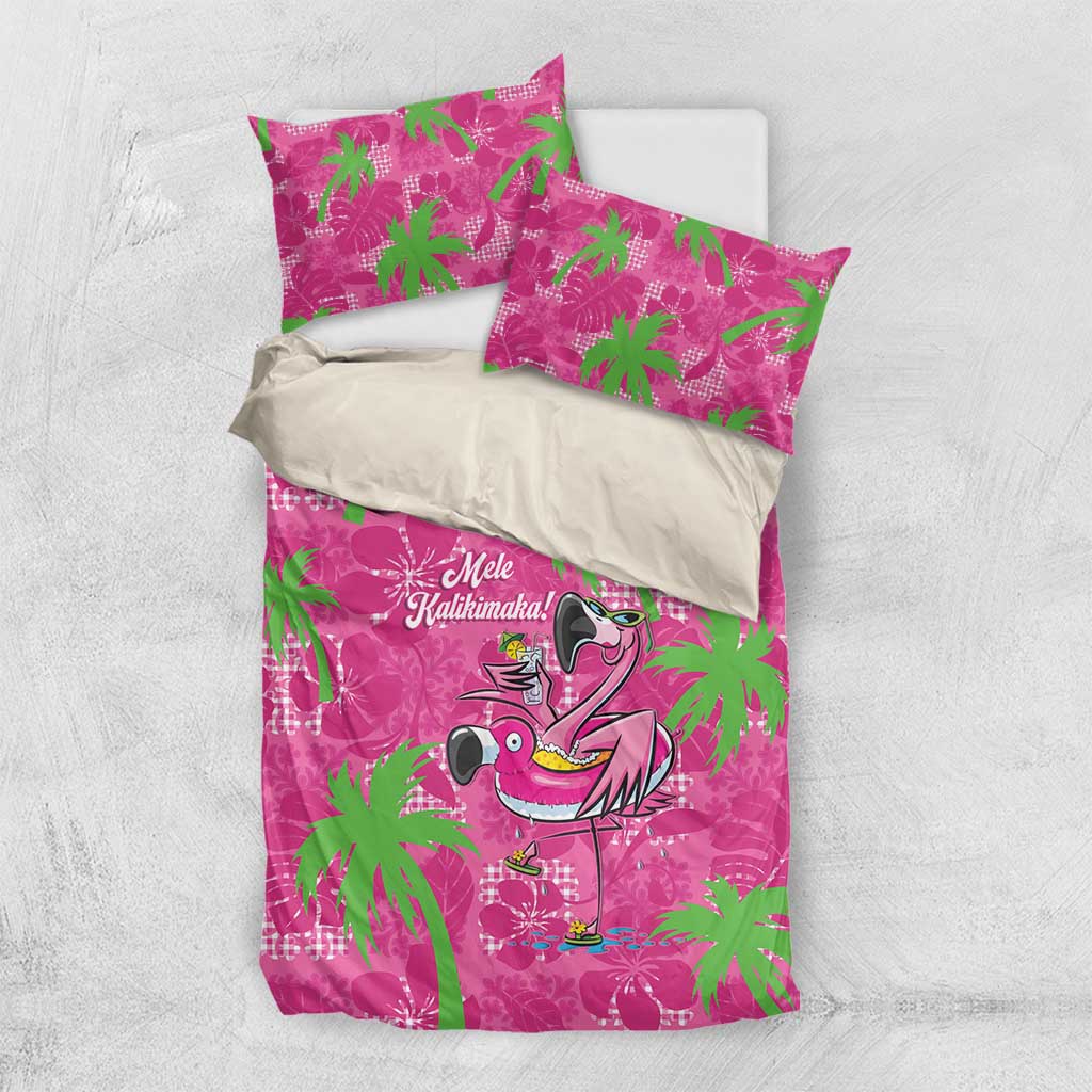Aloha Hawaii Christmas Bedding Set Mele Kalikimaka Chill Flamingo Palaka Quilt Motifs - Polynesian Pride