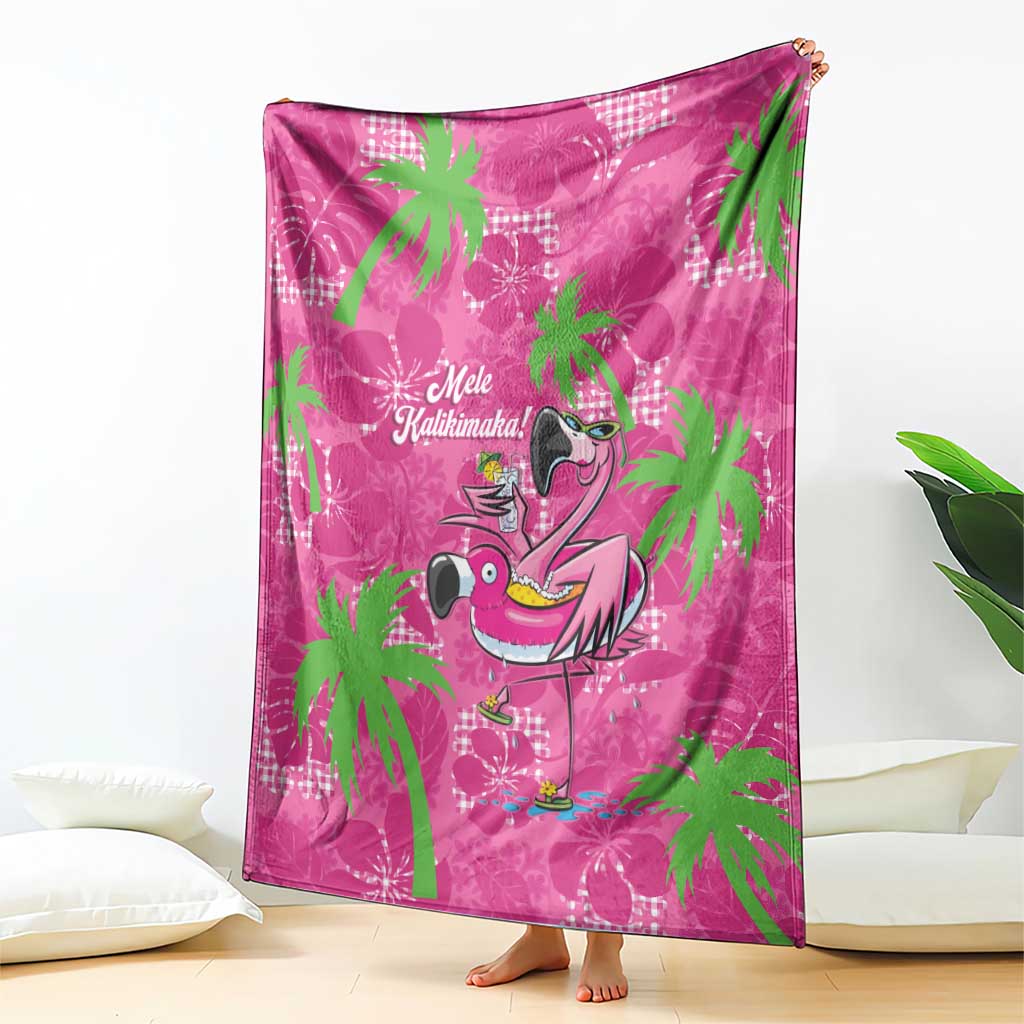 Aloha Hawaii Christmas Blanket Mele Kalikimaka Chill Flamingo Palaka Quilt Motifs - Polynesian Pride