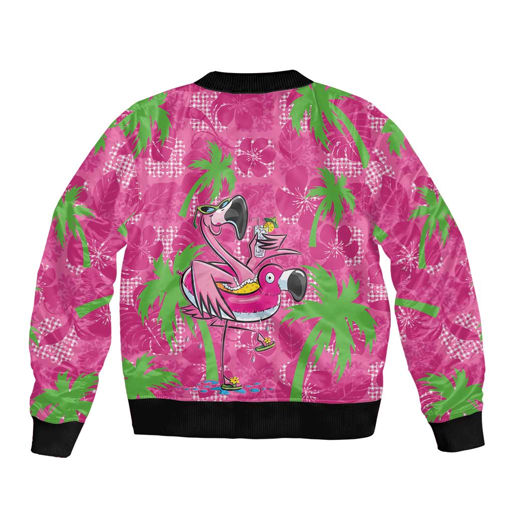 Aloha Hawaii Christmas Bomber Jacket Mele Kalikimaka Chill Flamingo Palaka Quilt Motifs - Polynesian Pride