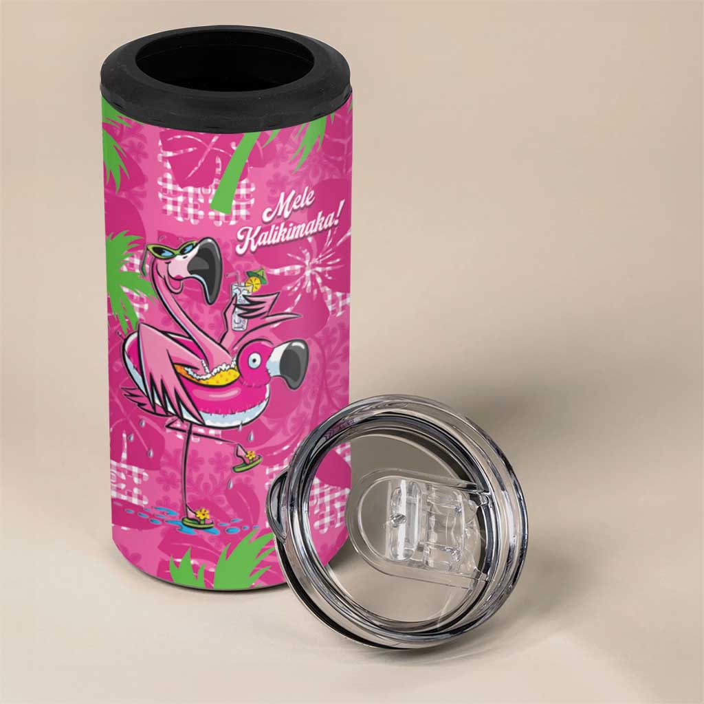 Aloha Hawaii Christmas 4 in 1 Can Cooler Tumbler Mele Kalikimaka Chill Flamingo Palaka Quilt Motifs - Polynesian Pride
