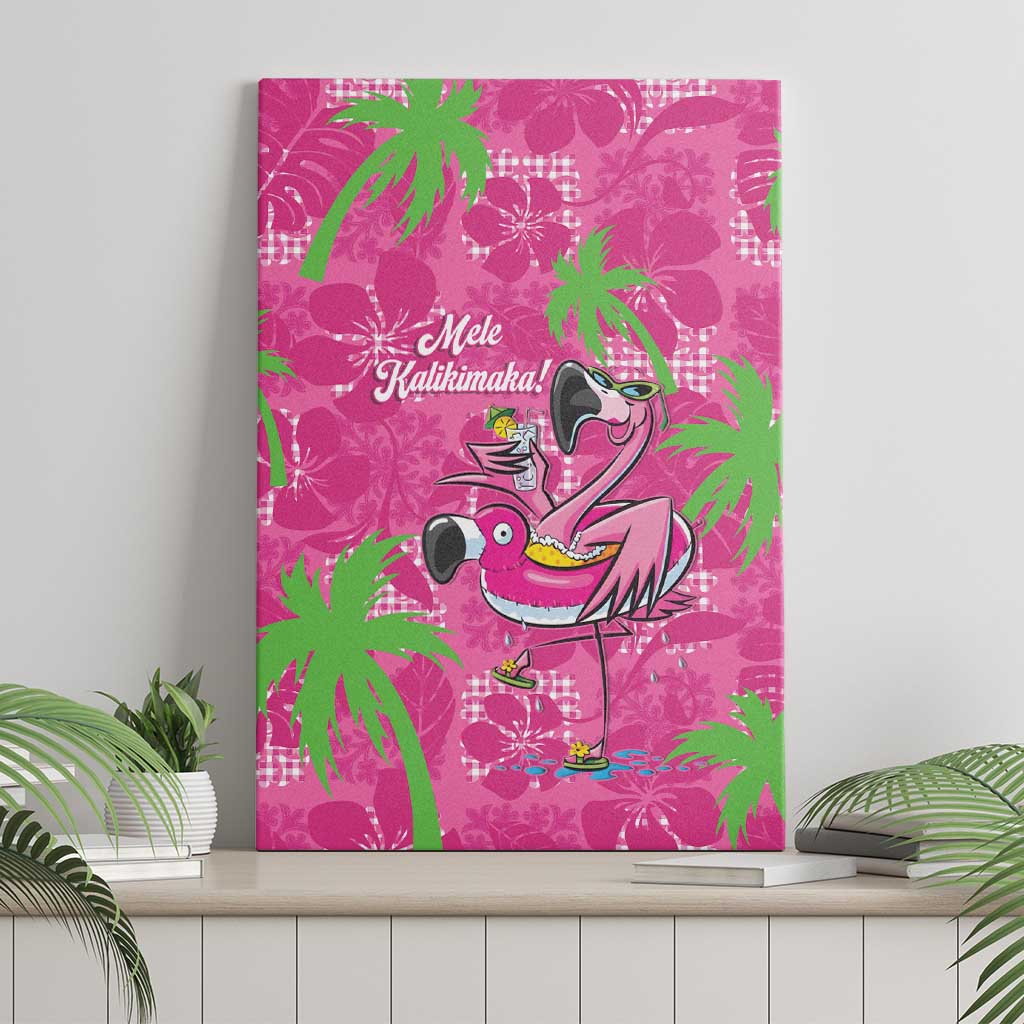 Aloha Hawaii Christmas Canvas Wall Art Mele Kalikimaka Chill Flamingo Palaka Quilt Motifs - Polynesian Pride