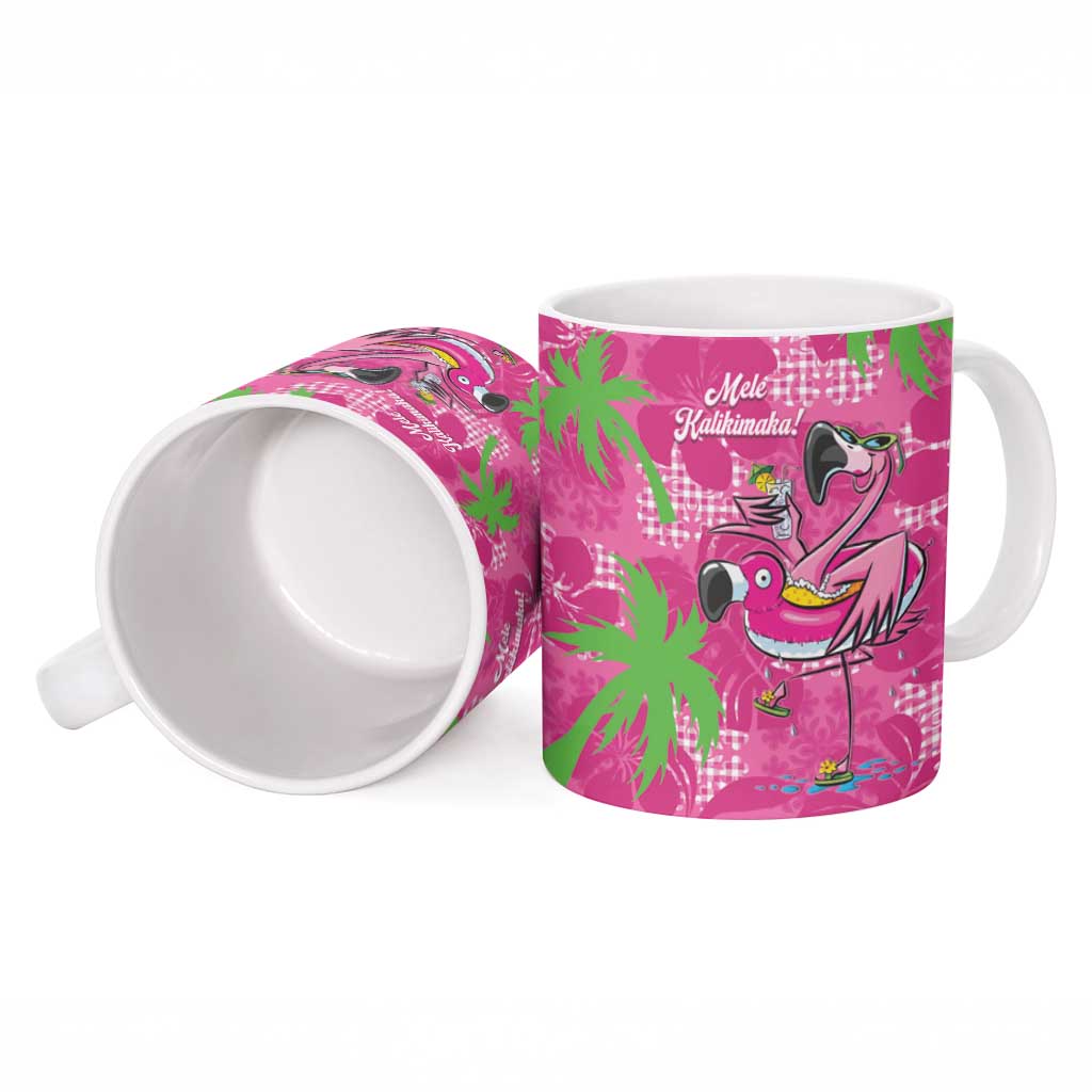 Aloha Hawaii Christmas Ceramic Mug Mele Kalikimaka Chill Flamingo Palaka Quilt Motifs - Polynesian Pride