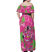 Aloha Hawaii Christmas Family Matching Off Shoulder Maxi Dress and Hawaiian Shirt Mele Kalikimaka Chill Flamingo Palaka Quilt Motifs - Polynesian Pride