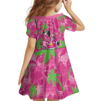 Aloha Hawaii Christmas Family Matching Short Sleeve Bodycon Dress and Hawaiian Shirt Mele Kalikimaka Chill Flamingo Palaka Quilt Motifs - Polynesian Pride