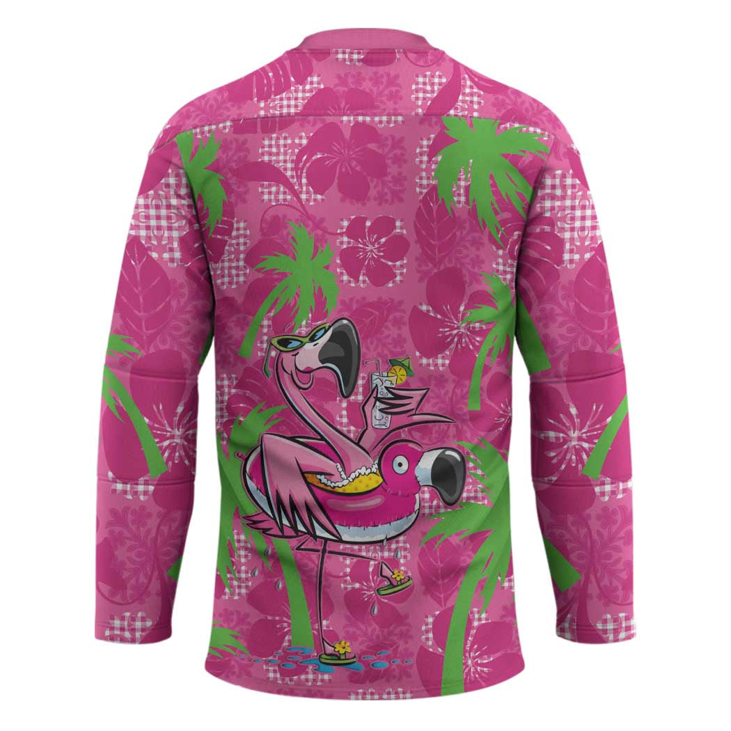 Aloha Hawaii Christmas Hockey Jersey Mele Kalikimaka Chill Flamingo Palaka Quilt Motifs - Polynesian Pride