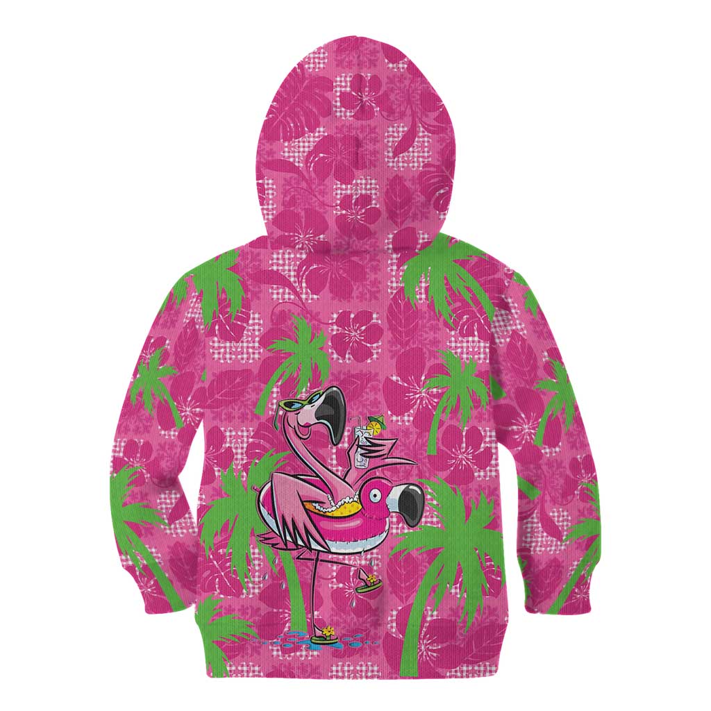 Aloha Hawaii Christmas Kid Hoodie Mele Kalikimaka Chill Flamingo Palaka Quilt Motifs - Polynesian Pride