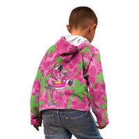 Aloha Hawaii Christmas Kid Hoodie Mele Kalikimaka Chill Flamingo Palaka Quilt Motifs - Polynesian Pride