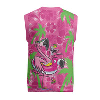 Aloha Hawaii Christmas Knitted V-Neck Vest Mele Kalikimaka Chill Flamingo Palaka Quilt Motifs - Polynesian Pride