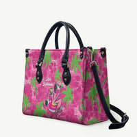 Aloha Hawaii Christmas Leather Bag Mele Kalikimaka Chill Flamingo Palaka Quilt Motifs - Polynesian Pride